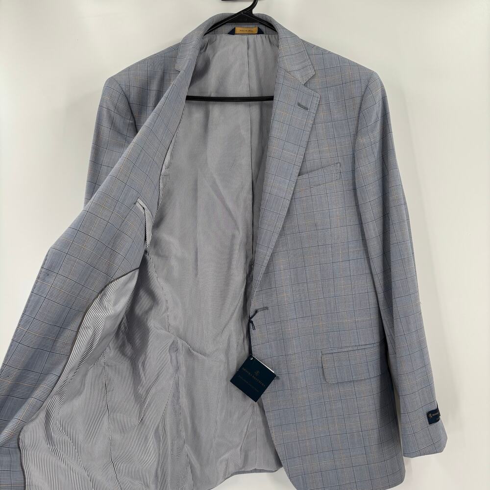 Brooks Brothers Explorer Classic Mens 40R Blue Beige Windowpane Suit NWT